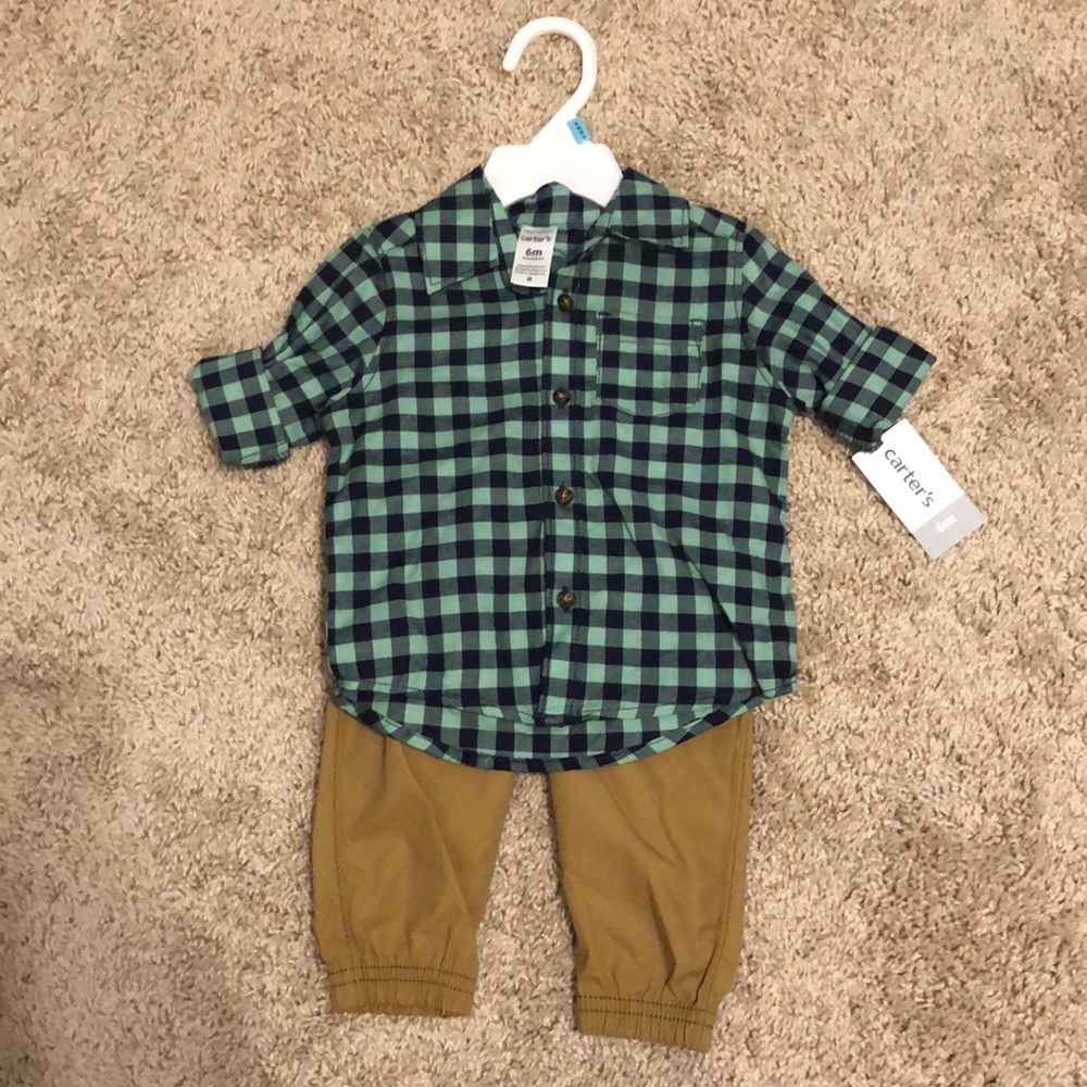 Baby boys flannel and khaki set